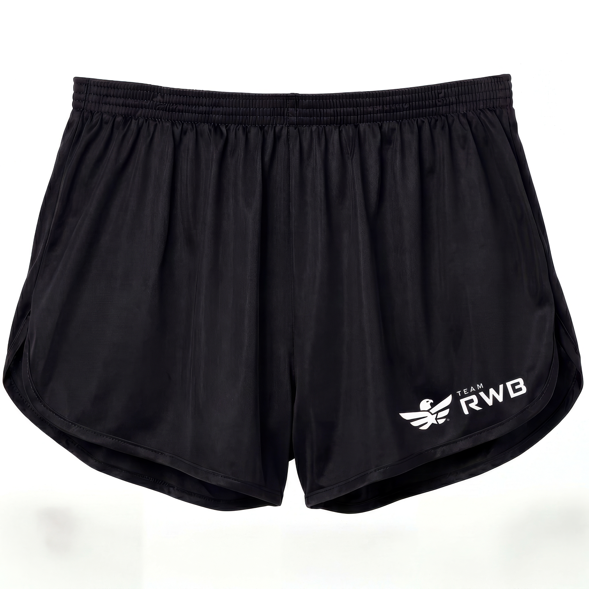 Black shorts with RWB logo on a white background