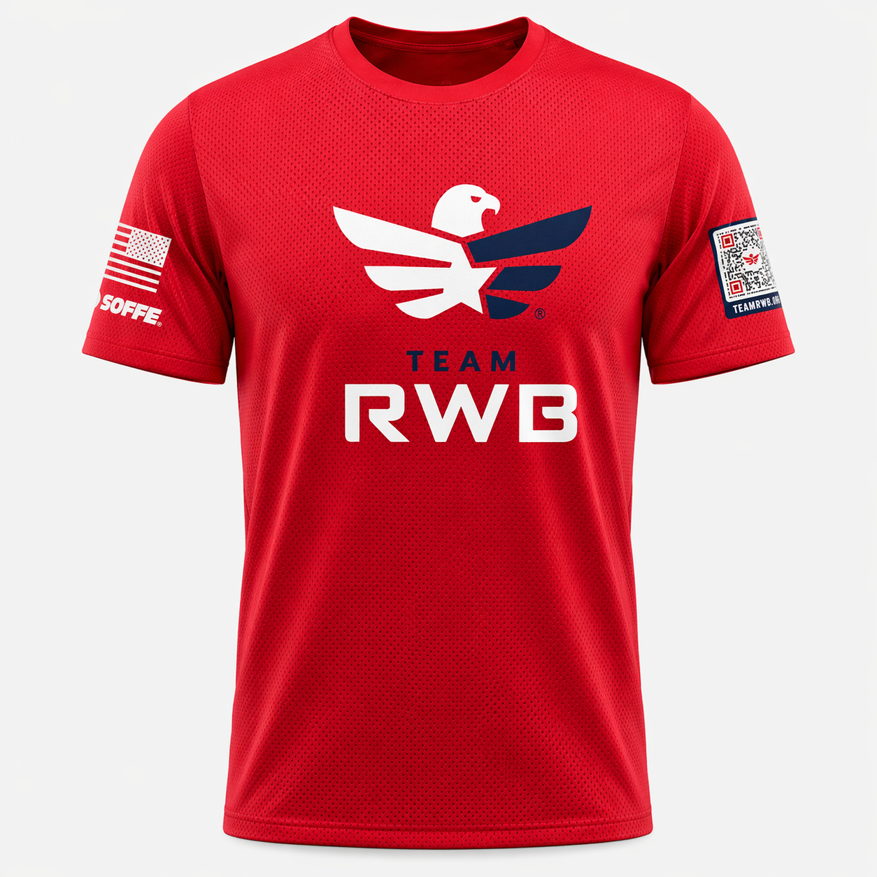 Men's Team RWB Soffe Performance Mesh T-Shirt in Varsity Red, front view.