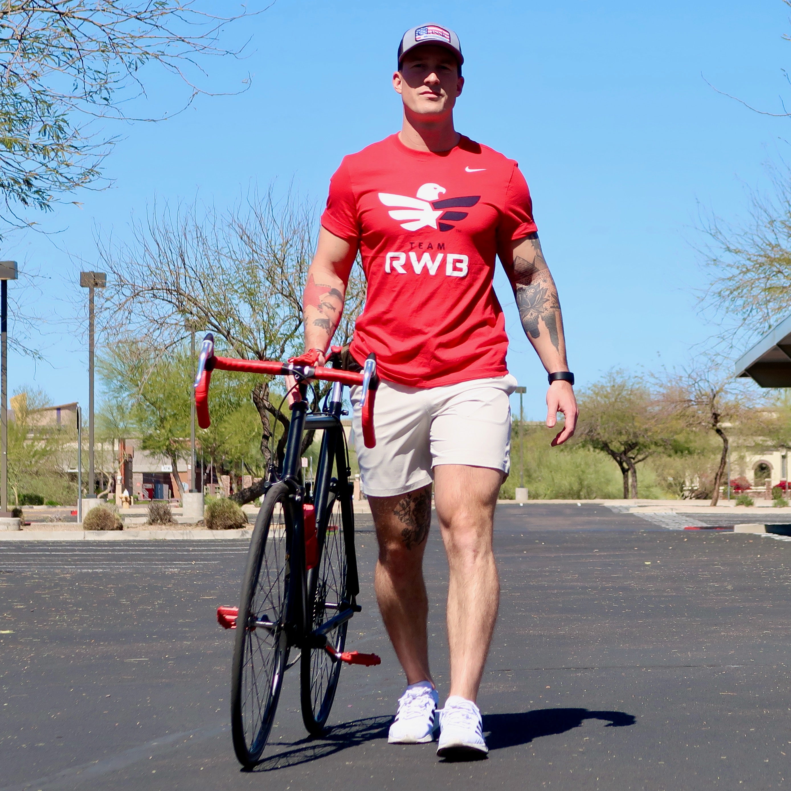 Not very often in life do 2 classics join forces...Today is that day! The original Team RWB 'Eagle' matched perfectly with the nostalgic stylings of an authentic Nike cotton tee. This is an easy, everyday T-shirt with limitless options; dressed up, dressed down, or layered to serve multiple looks! A pair of joggers and sneakers is the easiest way to go all casual. Crafted with pure cotton fabric, this t-shirt delivers a soft, comfy, and breathable feel in a regular fit design