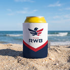 Can cooler with Team RWB logo on a beach