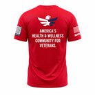 Men's Team RWB Soffe Performance Mesh T-Shirt in Varsity Red, rear view.